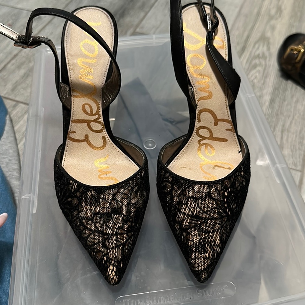 Sam Edelman black lace pumps